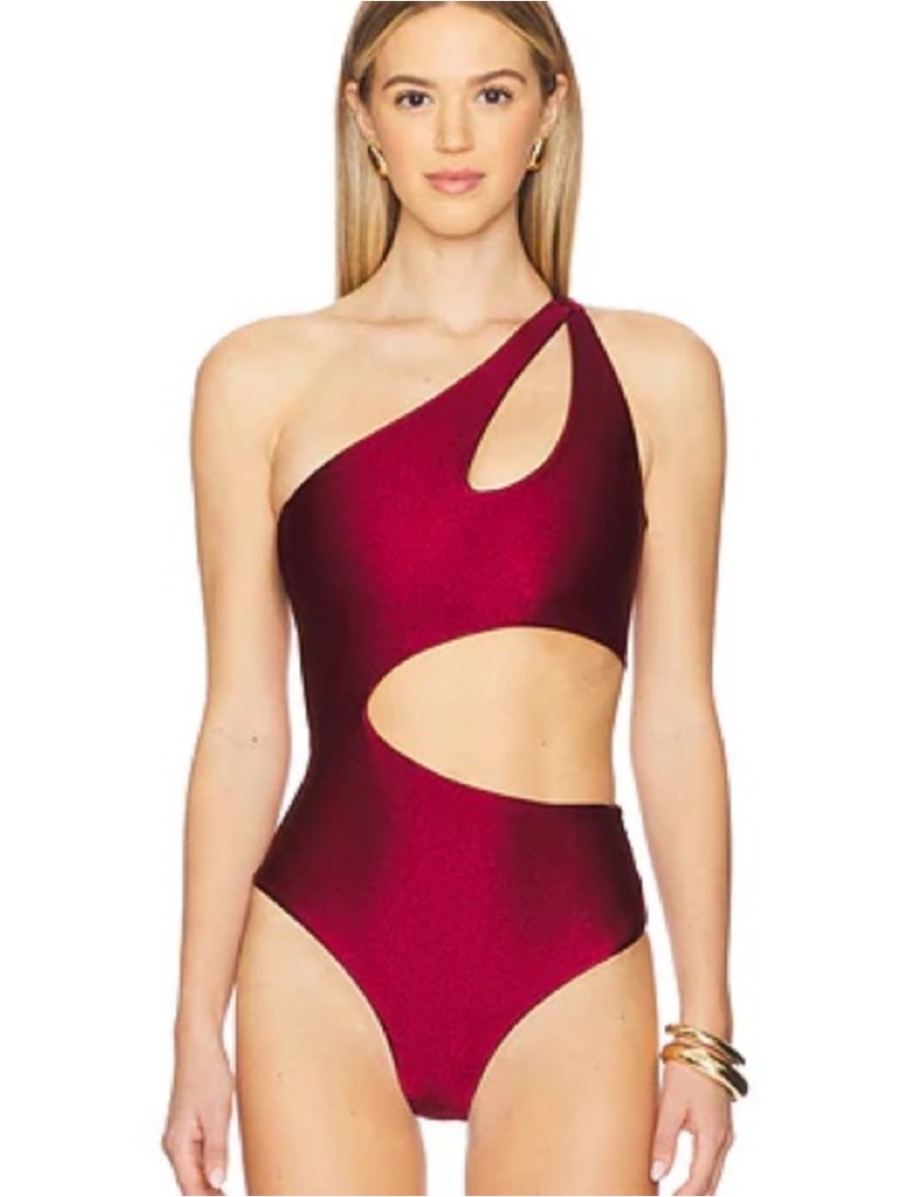 Boamar Etro Cut Out One-Shoulder Swimsuit in Burgundy Size M NWT